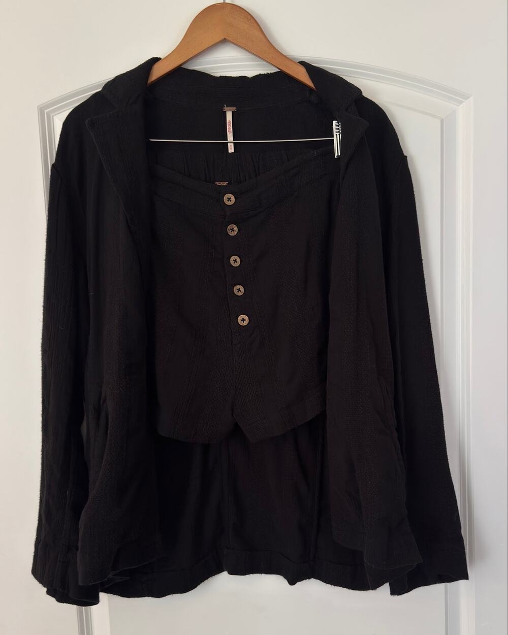 Free People 2-Piece Blazer Shorts Set Black Medium